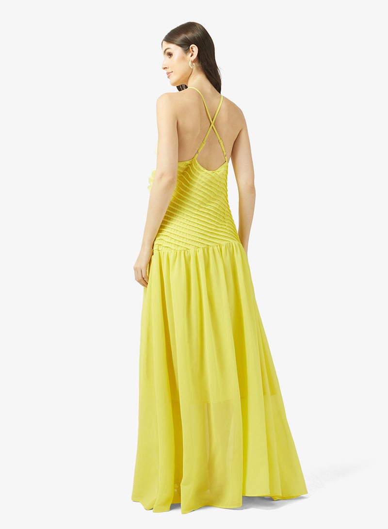 ايلا فستان بياقة هالتر وزهور ثلاثية الأبعاد - Image 2